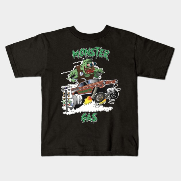 Frankenstien Monster Gas Kids T-Shirt by VOSPower